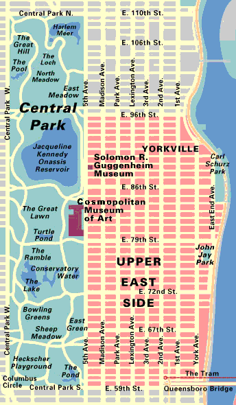 Map of Upper East Side of Manhattan